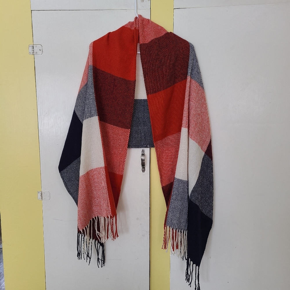Plad Blanket Scarf Red White Blue